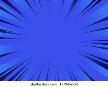 Speed rays. Action, speed lines, stripes for comic book frame. Dynamic, speed stripes abstract frame. Comic book background. Blue color. Vector illustration
