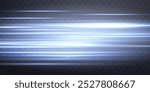 Speed rays, light neon flow, zoom in motion effect, blue glow speed lines, colorful light trails, perspective stripes. Abstract background, vector illustration.