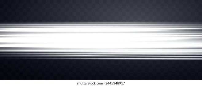 Speed rays, light neon flow, zoom in motion effect, silver glow speed lines, colorful light trails, stripes. Abstract background, vector illustration.