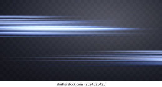 Speed rays, light neon flow, zoom in motion effect, blue glow speed lines, colorful light trails, perspective stripes. Abstract background, vector illustration.
