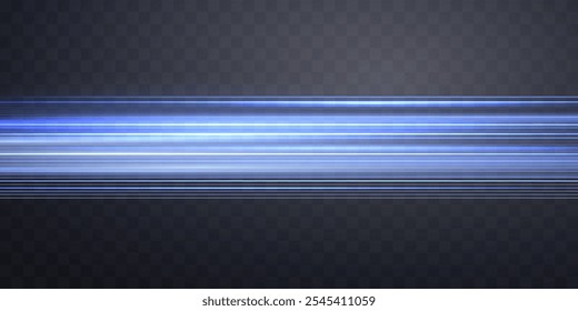 Speed rays, light neon flow, zoom in motion effect, blue glow speed lines, colorful light trails, perspective stripes. Abstract background, vector illustration.