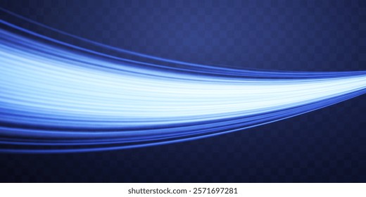 Speed rays, light neon flow, zoom in motion effect, blue glow speed lines, colorful light trails, perspective stripes. Abstract background, vector illustration.