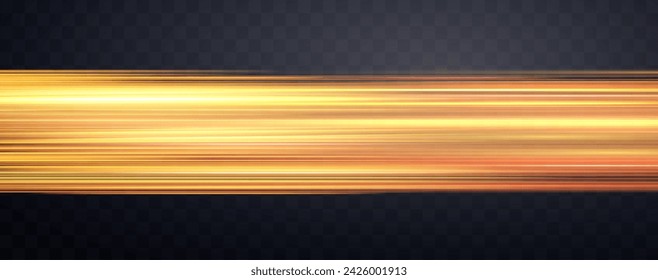 Speed rays, velocity light neon flow, zoom in motion effect, orange glow speed lines, colorful light trails, stripes. Abstract background, vector illustration.