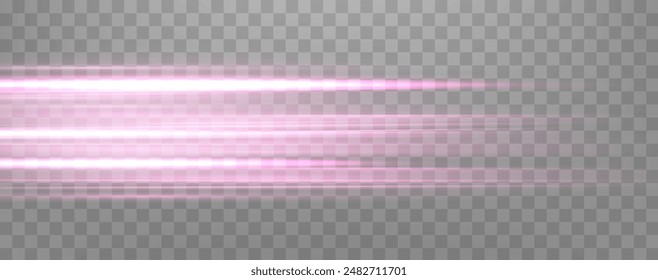 Geschwindigkeitsstrahlen, Velocity Light Neon Flow, Zoom-in-Motion-Effekt, rosa Glow-Speed-Linien, bunte Lichtspuren, Streifen. Abstrakter Hintergrund, Vektorillustration.