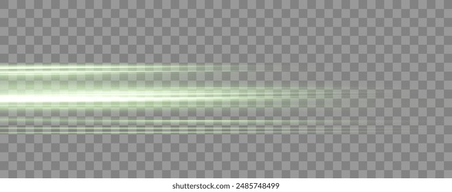 Speed rays, velocity light neon flow, zoom in motion effect, green glow speed lines, colorful light trails, stripes. Abstract background, vector illustration.