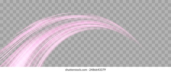 Speed rays, velocity light neon flow, zoom in motion effect, pink glow speed lines, colorful light trails, stripes. Abstract background, vector illustration.