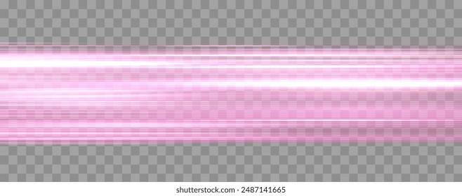 Speed rays, velocity light neon flow, zoom in motion effect, pink glow speed lines, colorful light trails, stripes. Abstract background, vector illustration.
