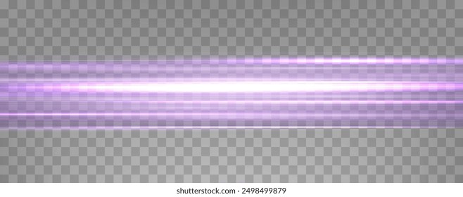 Speed rays, velocity light neon flow, zoom in motion effect, purple glow speed lines, colorful light trails, stripes. Abstract background, vector illustration.