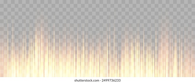 Speed rays, velocity light neon flow, zoom in motion effect, orange glow speed lines, colorful light trails, stripes. Abstract background, vector illustration.