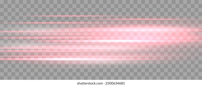 Speed rays, velocity light neon flow, zoom in motion effect, red glow speed lines, colorful light trails, stripes. Abstract background, vector illustration.
