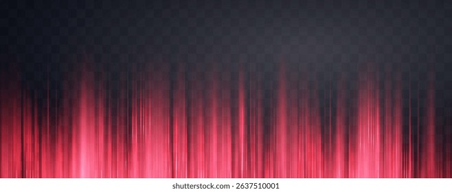Speed rays, velocity light neon flow, zoom in motion effect, red glow speed lines, colorful light trails, stripes. Abstract background, vector illustration.