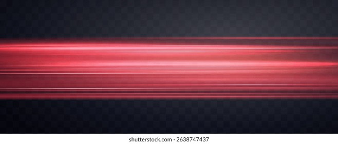 Speed rays, velocity light neon flow, zoom in motion effect, red glow speed lines, colorful light trails, stripes. Abstract background, vector illustration.