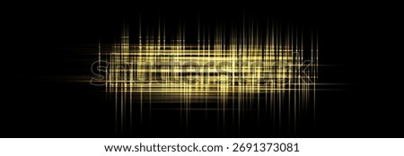 Speed rays, velocity light neon flow, zoom in motion effect, gold glow speed lines, colorful light trails, stripes. Abstract background, vector illustration.