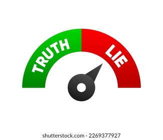 Speed risk scale of facts and lie. Concept of thorough fact checking or easy compare evidence. Vector illustration.