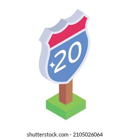 Speed roadboard in isometric icon, editable vector 

