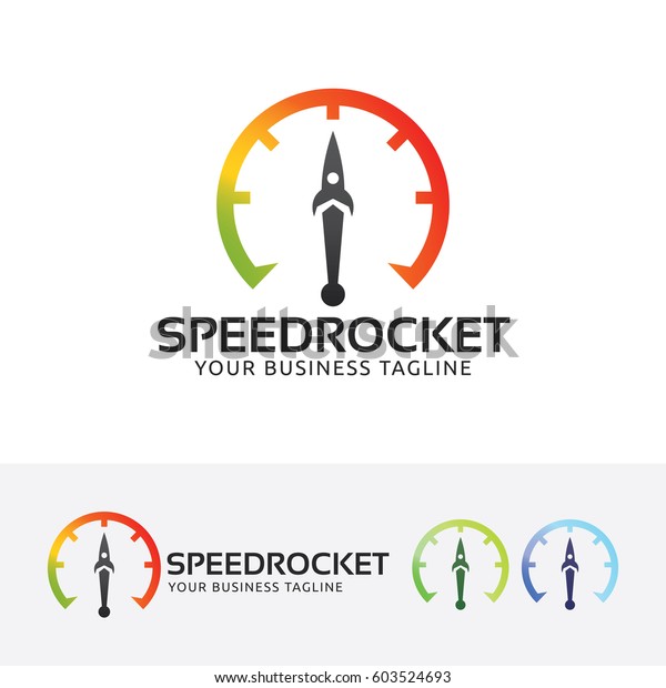 Speed rocket logo design. Speed measuring\
instrument logo concept. Vector logo\
template