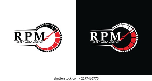 speed rpm logo design for automotive with creative concept premium vector