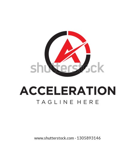 Speed rpm Speedometer Acceleration with Initial Letter A Logo Design Inspiration