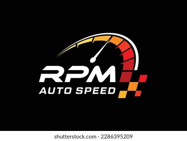 Speed rpm, speedometer driver race logo design template