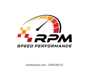 Speed rpm, speedometer driver race logo design template