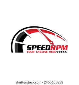 Speed rpm, speedometer driver race logo design vector template