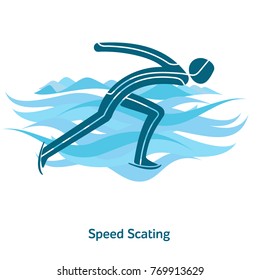 Speed Scating icon. Olympic species of events in 2018. Winter sports games icons, vector pictograms for web, print and other projects. Vector illustration isolated on a white background