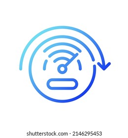 Speed sensors gradient linear vector icon. Efficiency measurement. Monitor performance. Smart gadget. Thin line color symbol. Modern style pictogram. Vector isolated outline drawing