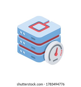 Speed server. Vector 3d isometric, color web icons set, new flat style. Creative illustration, idea for infographics.