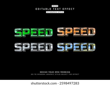 speed set colorful modern retro futuristic chrome text effect