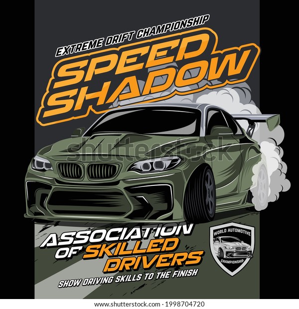 Speed Shadow Championship poster - sports car vector\
t-shirt design - custom car t-shirt design - illustration of a\
retro car