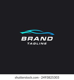 Speed ​​Car Silhouette Logo Design. Fast Blue Car Silhouette Logo Design.