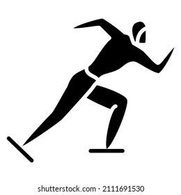 A speed skater at a distance. A man is skating. Winter sports. Active recreation in winter.Vector icon, glyph, silhouette, isolated