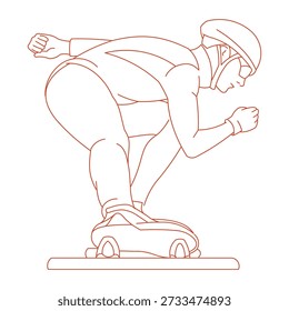 Speed skater racing forward in winter sport