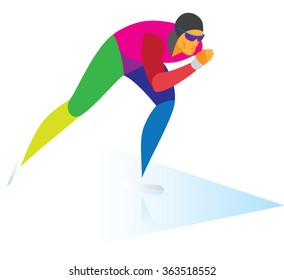 speed skater runs at a distance