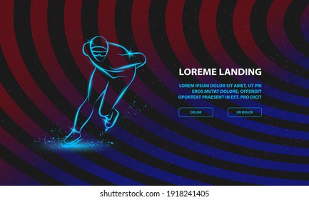 Speed skater. Vector winter sport Background for Landing Page Template.