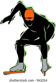 Speed skater.Pantone colors.Vector illustration