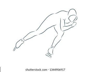 Speed skating contour, vector illustration