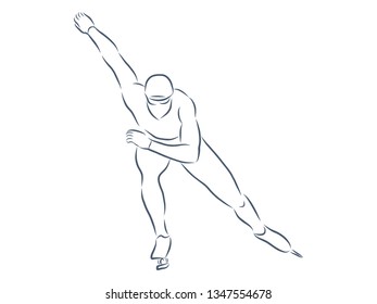 Speed skating contour, vector illustration