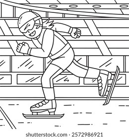 Speed Skating Female Sprinting Coloring Page 