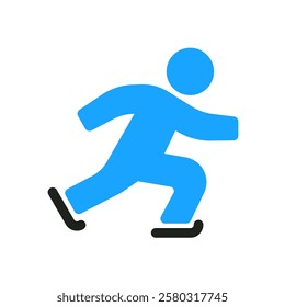 speed skating flat icon color illustration