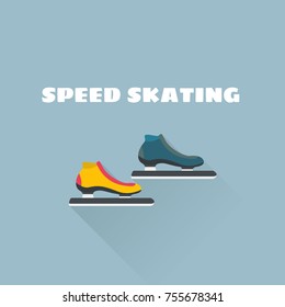Speed skating flat vector illustration. Vector illustration. Winter Sport.