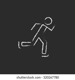 Speed skating hand drawn in chalk on a blackboard vector white icon isolated on a black background.