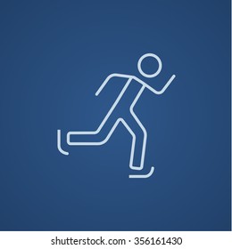 Speed skating line icon for web, mobile and infographics. Vector light blue icon isolated on blue background.