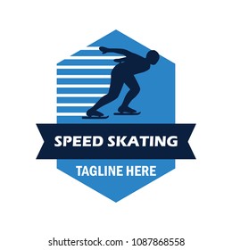 speed skating logo with text space for your slogan / tag line, vector illustration