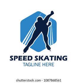 speed skating logo with text space for your slogan / tag line, vector illustration