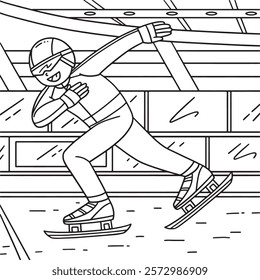 Speed Skating Male Gaining Speed Coloring Page 