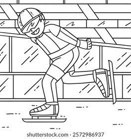 Speed Skating Male Sprinting Hands Behind Coloring