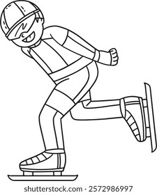 Speed Skating Male Sprinting Hands Behind Isolated