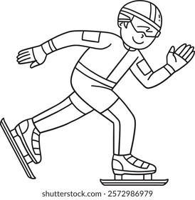 Speed Skating Male Sprinting Isolated Coloring 