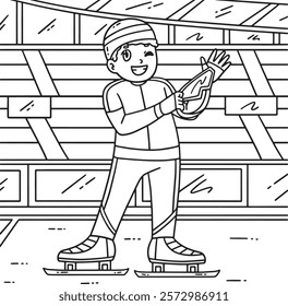 Speed Skating Male Wearing Equipment Coloring Page